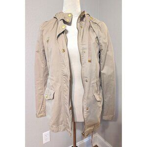 Mine Women's Tan Cotton Long Sleeve Full Zip Military Hoodie Jackets Size Medium